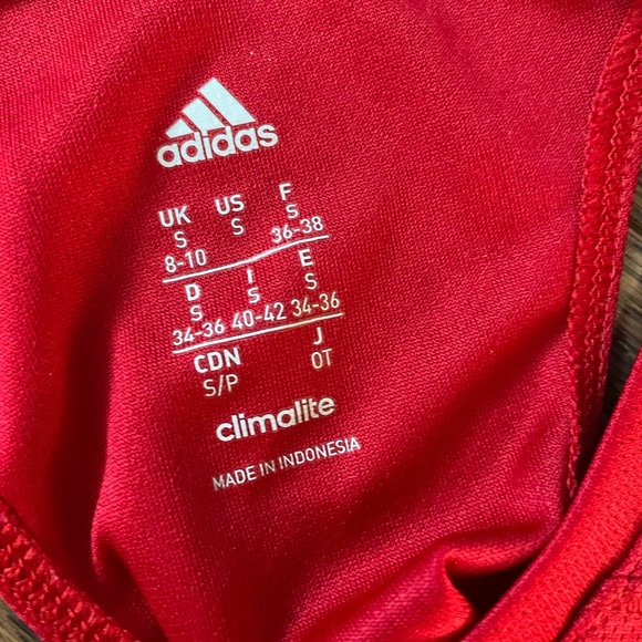 Olympic Club Adidas Climalite Tank Top RacerBack Workout Sleeveless Shirt Red - Picture 5 of 5